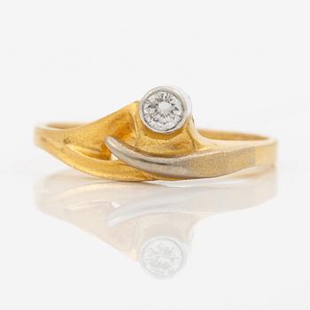 Lapponia, ring 18K gold set with a round brilliant-cut diamond, Finland 1978.