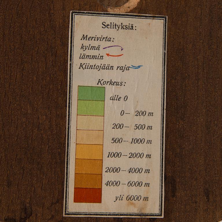 MAAPALLO, "Räthin fyysinen pallokartta, laatinut prof. Arthur Krause", Saksa. 1930/40-luku.