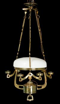 HÄNGFOTOGENLAMPA, mässing, tidigt 1900-tal.