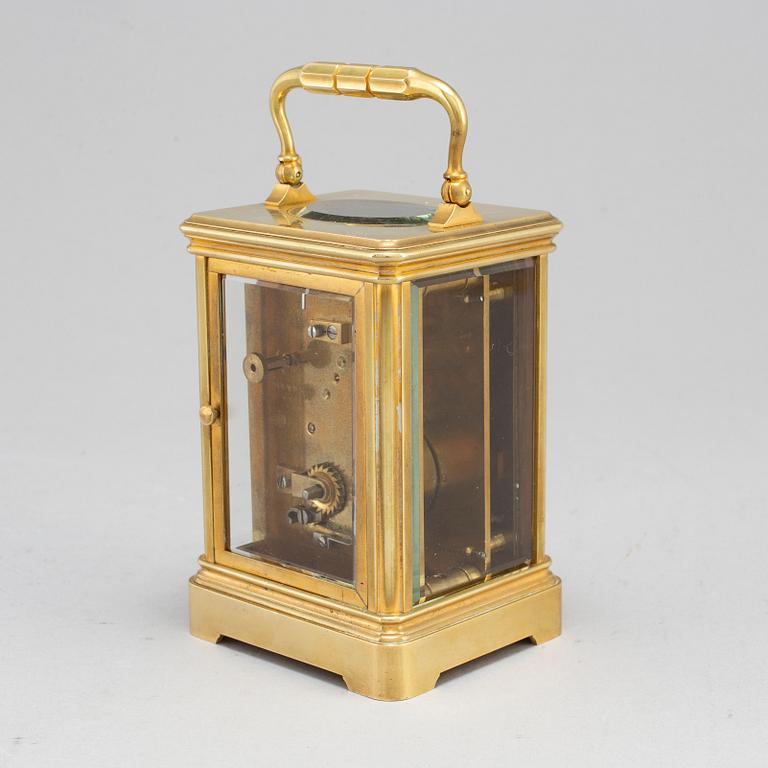 An end of the 20th century brass carriage clock by J W Benson, London.