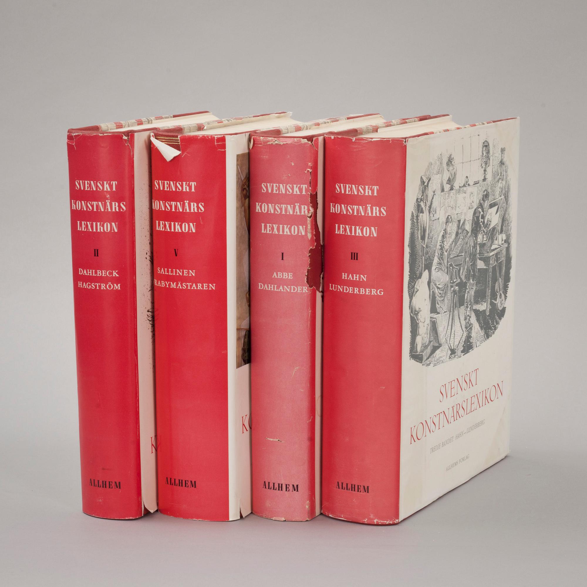 BOK, 4 volymer(av 5). I,II,III och V. Svenskt konstnärslexikon.
Malmö, Allhem, 1952-1967.