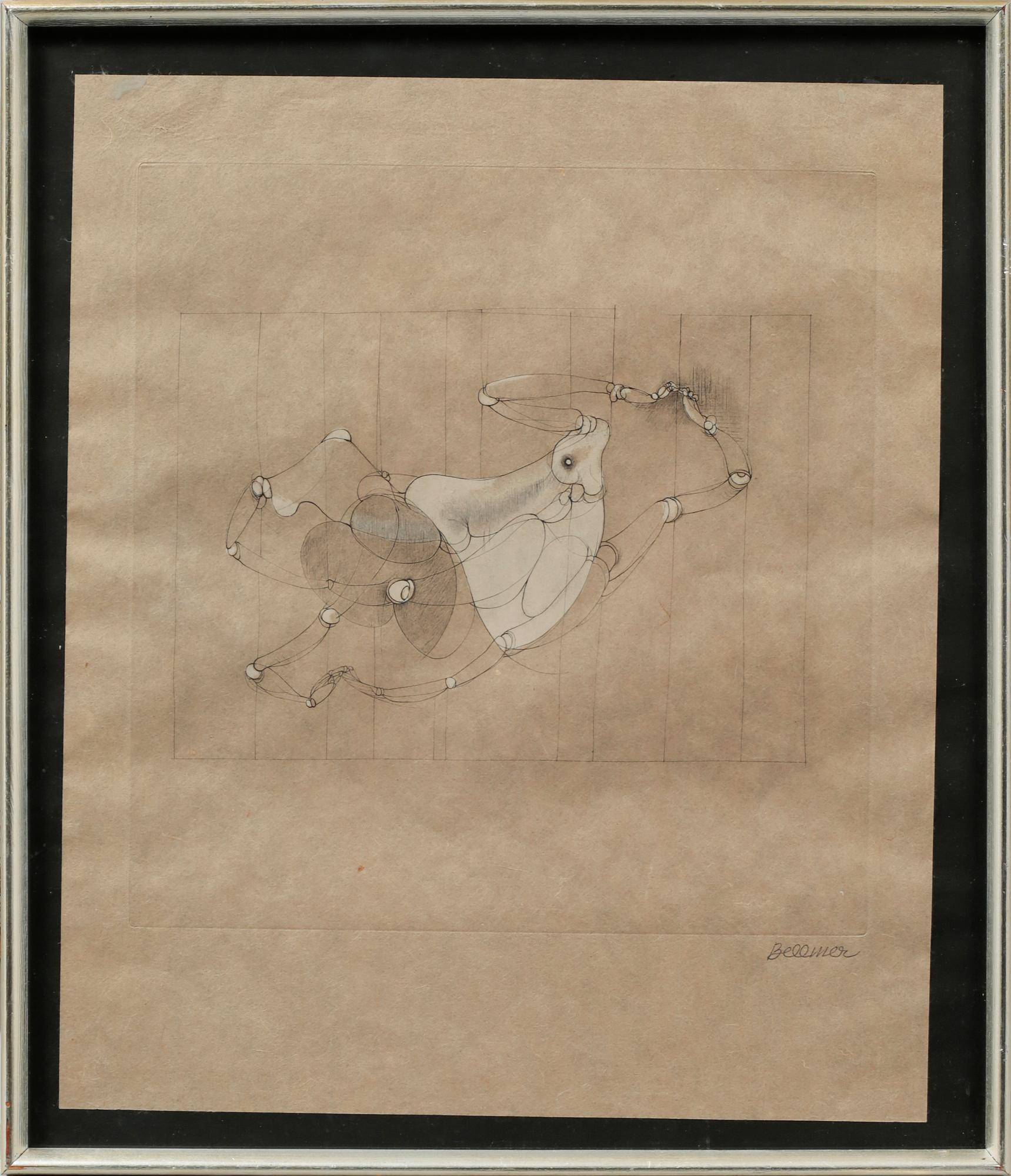 HANS BELLMER, etsningar, 3 st, delvis kolorerade, signerade.
