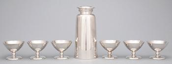 COCKTAILSET, 7 delar, nysilver, CG Hallberg, Stockholm, 1900-talets andra hälft.