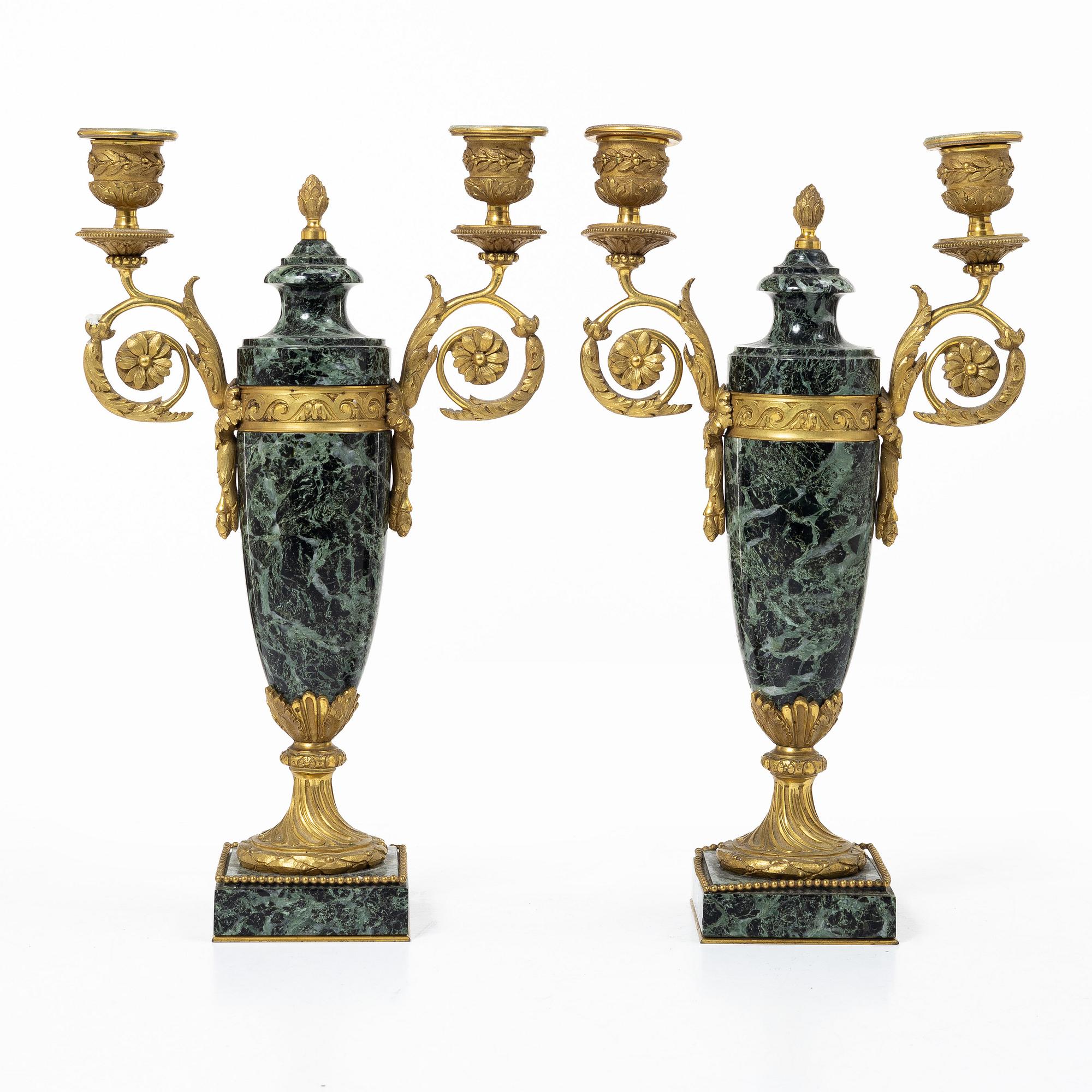 A pair of candelabras, around 1900.