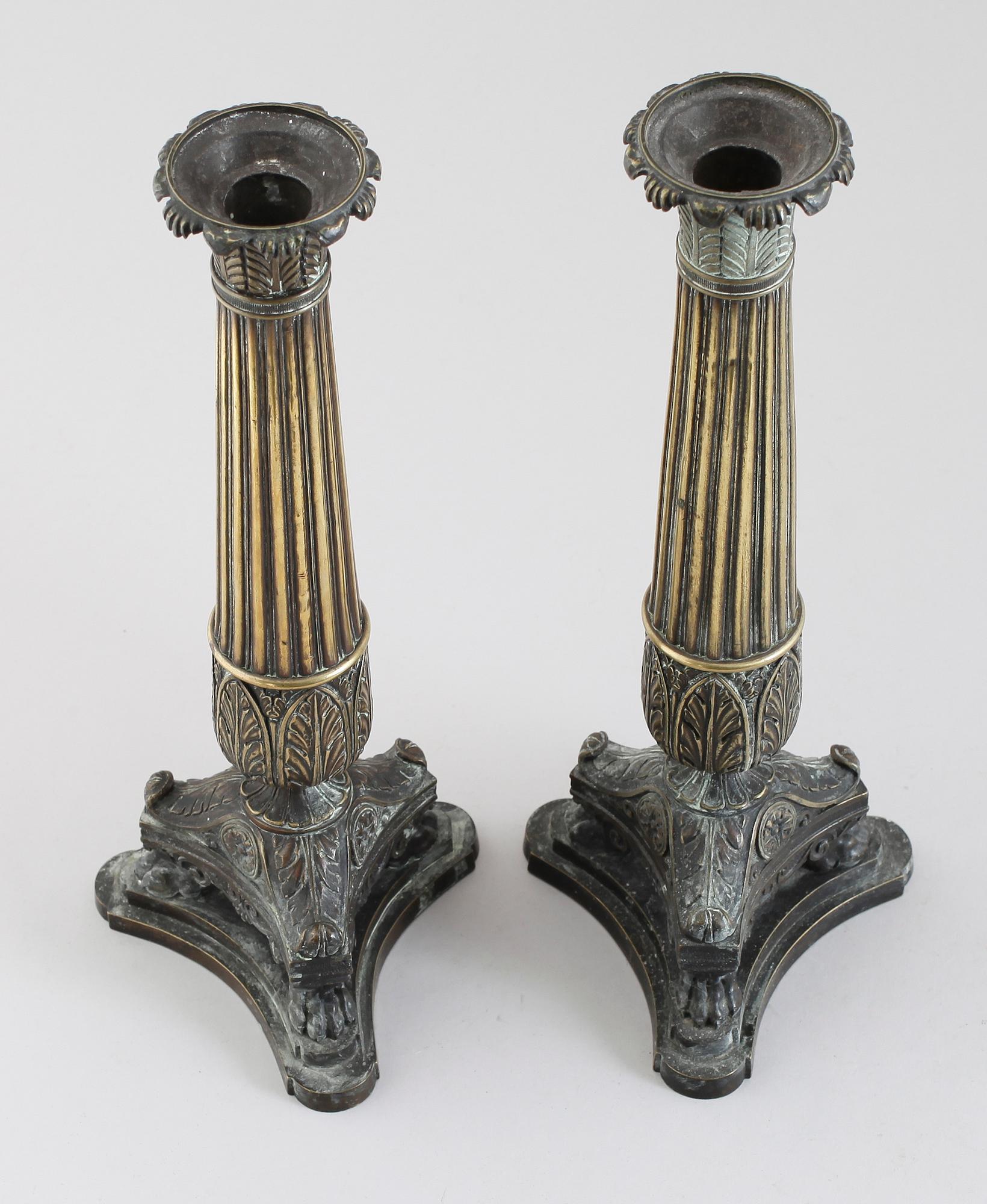 LAMPFÖTTER, 2 st, senempire, 1800-talets första hälft.