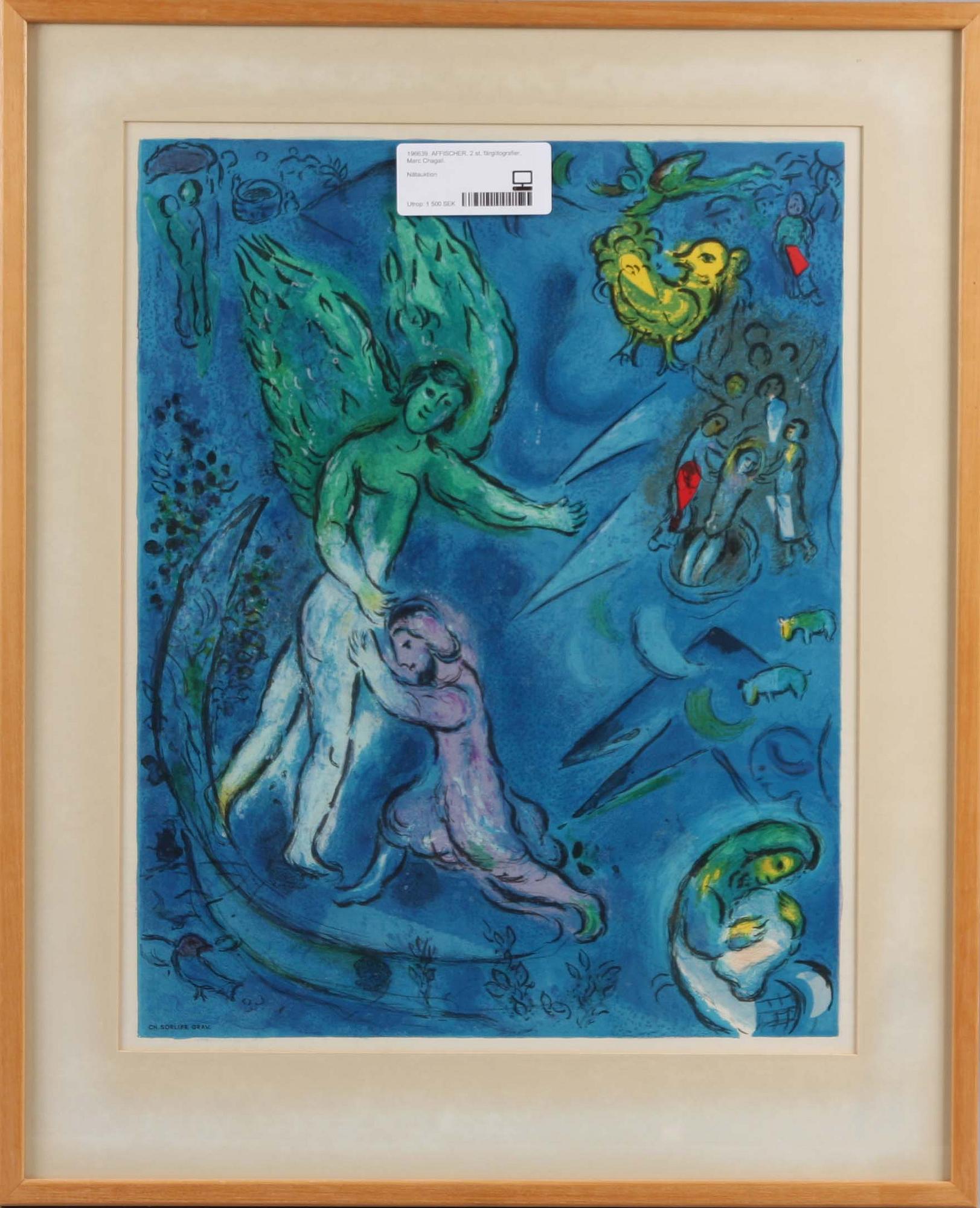 MARC CHAGALL, efter, litografiska utställningsaffischer, 2 st.