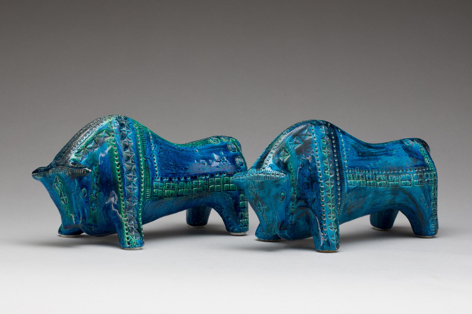 FIGURINER, 2 st, chamotterat stengods, Raymor Bitossi, Aldo Londi.