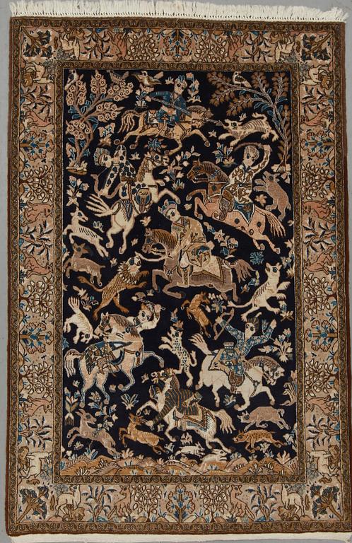 MATTA. Old Ghom, figural, med silkesinslag, ca 207x135.