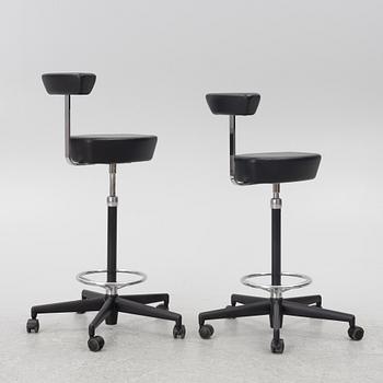 George Nelson, a pair of 'Perch Stool' swivel chairs, Vitra, 2002.