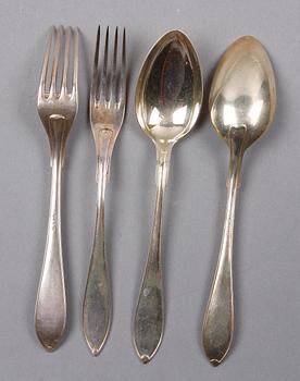 PARTI SKEDAR och GAFFLAR, 13 delar, silver, "Svensk spets", 1900-tal.