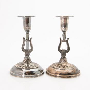 Candlesticks, a pair, Empire style, silver, Ceson Guldvaru Ab, Gothenburg, 1956.