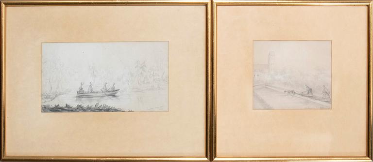 Prinsessan Eugénie, Pencil drawings, 2 pcs., 1840s.