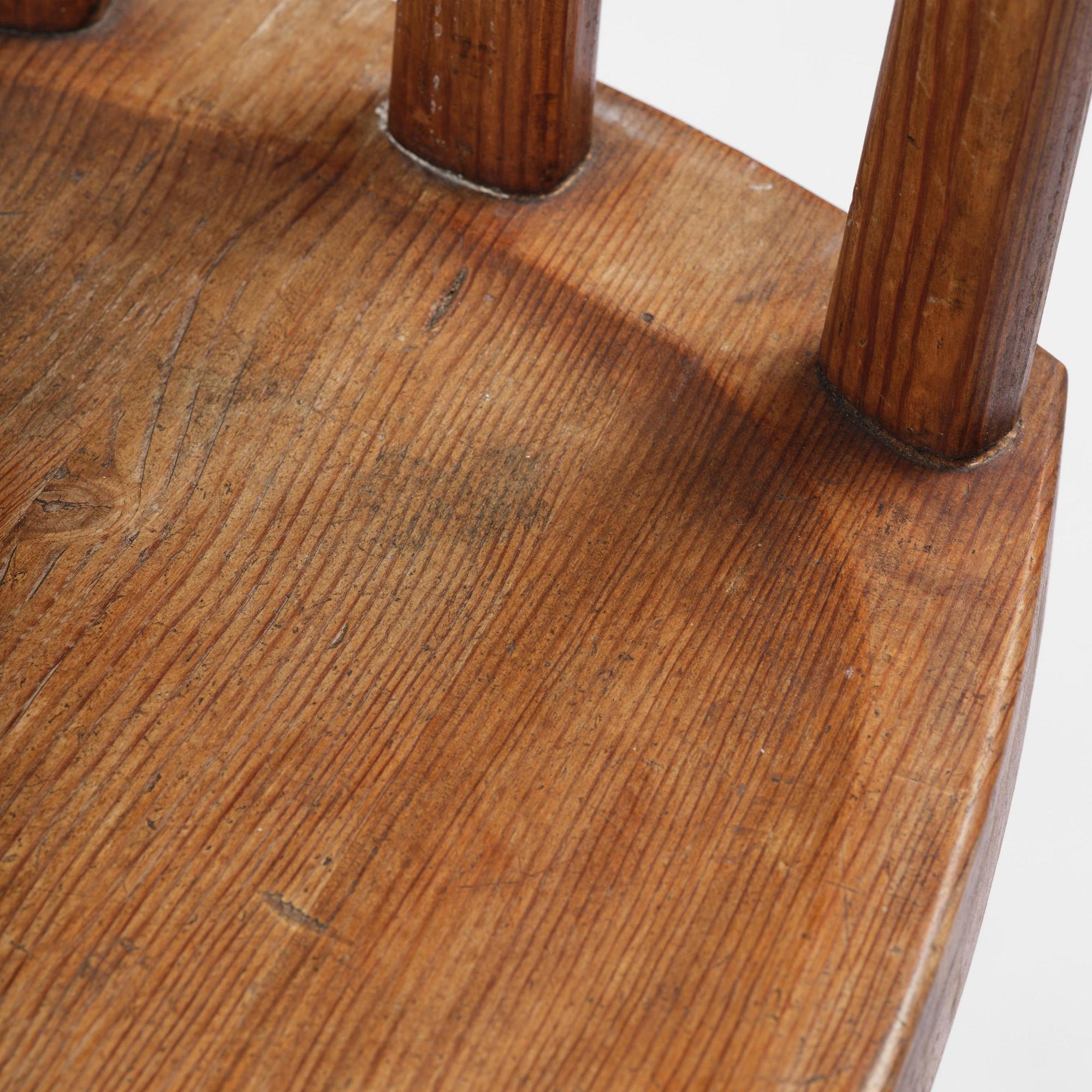 Axel Einar Hjorth, a set of four stained pine "Utö" chairs, Nordiska Kompaniet, Sweden, 1930s.