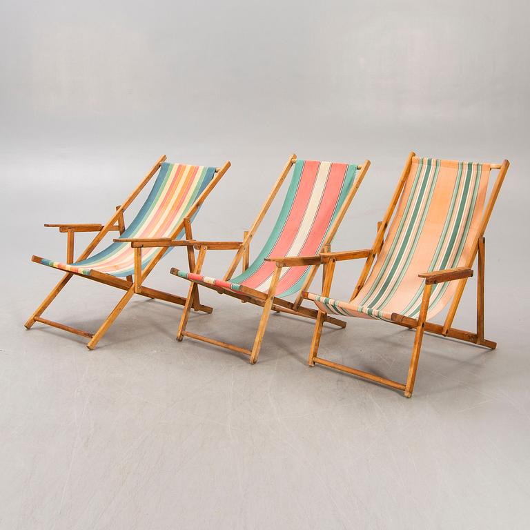 Sun loungers 3 pcs, mid 1900s.