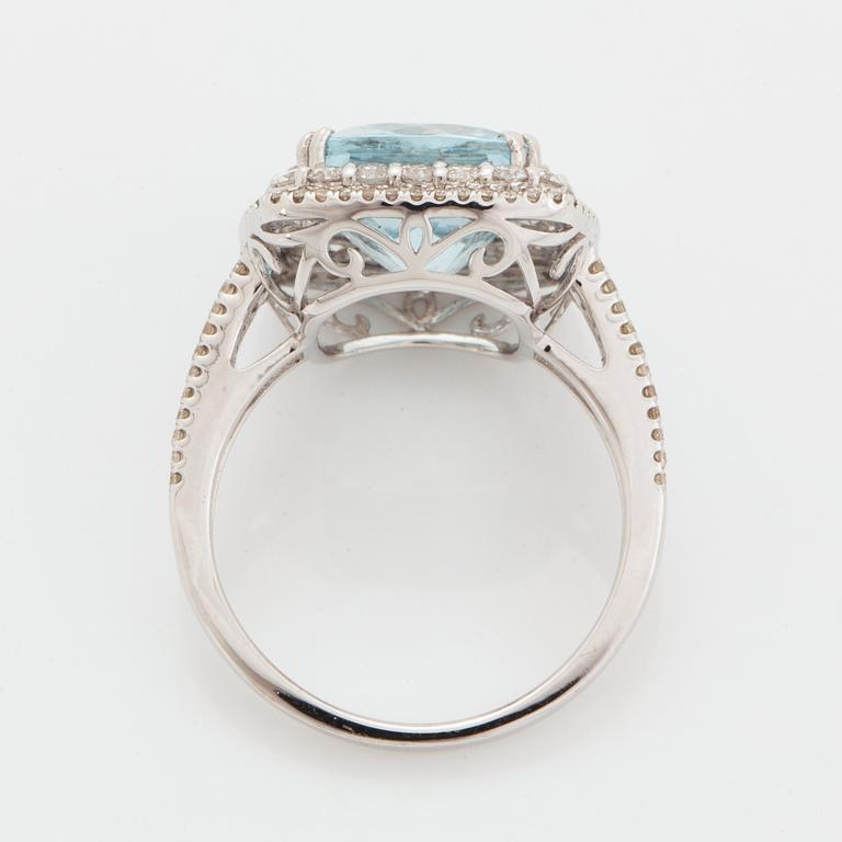 Aquamarine and diamond cocktail ring.