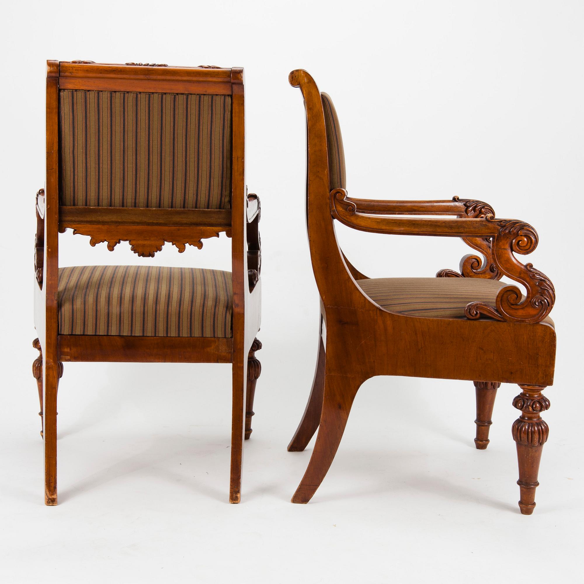 KARMSTOLAR, ett par, biedermeier, Ryssland 1800-talets första hälft.
