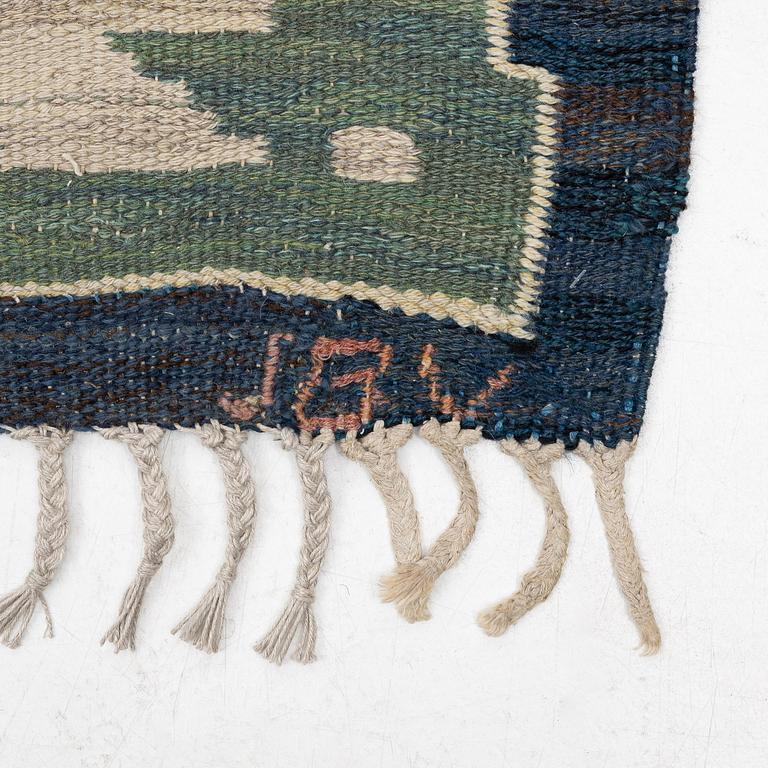 A carpet, flat weave, c. 340 x 246 cm, signed JBV (Johanna Brunssons Vävskola).