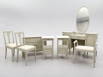 SOVRUMSMÖBEL, 9 delar, 1920-/30-tal.
