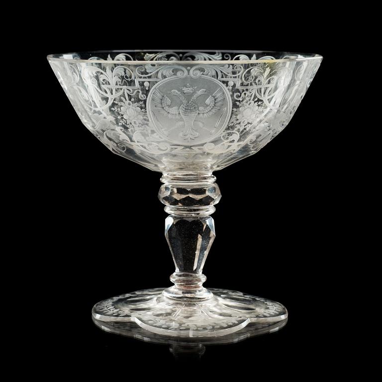 KONFEKTSKÅL, glas. Schlesien, 1740-tal.