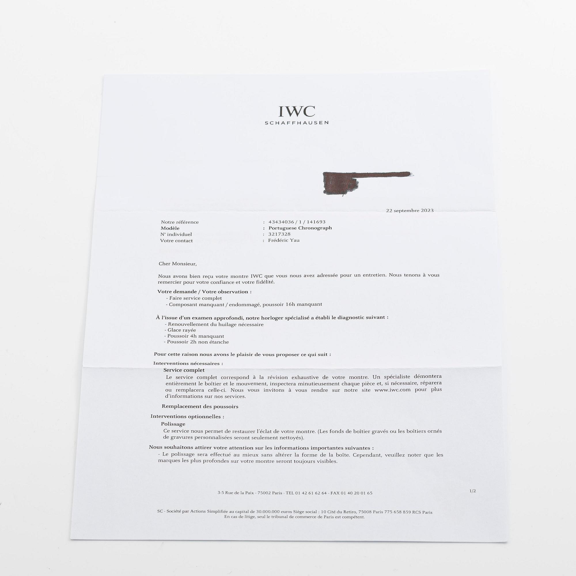 IWC, Portuguese Chrono, ca 2007.