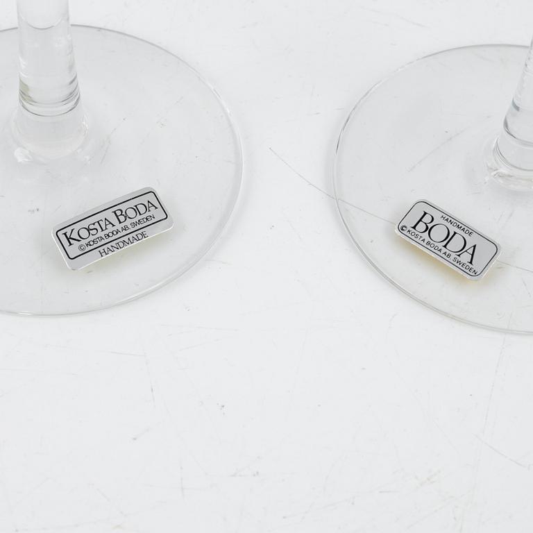 Bertil Vallien, 18 wine glasses 'Chateau' from Kosta Boda, Sweden.