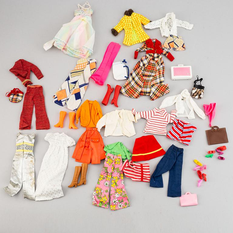 Four Barbiedolls with accessories, Mattel, 1960's-70's.