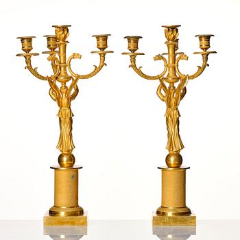 A pair of Empire candelabras for four lights, beginning of the 19th century.