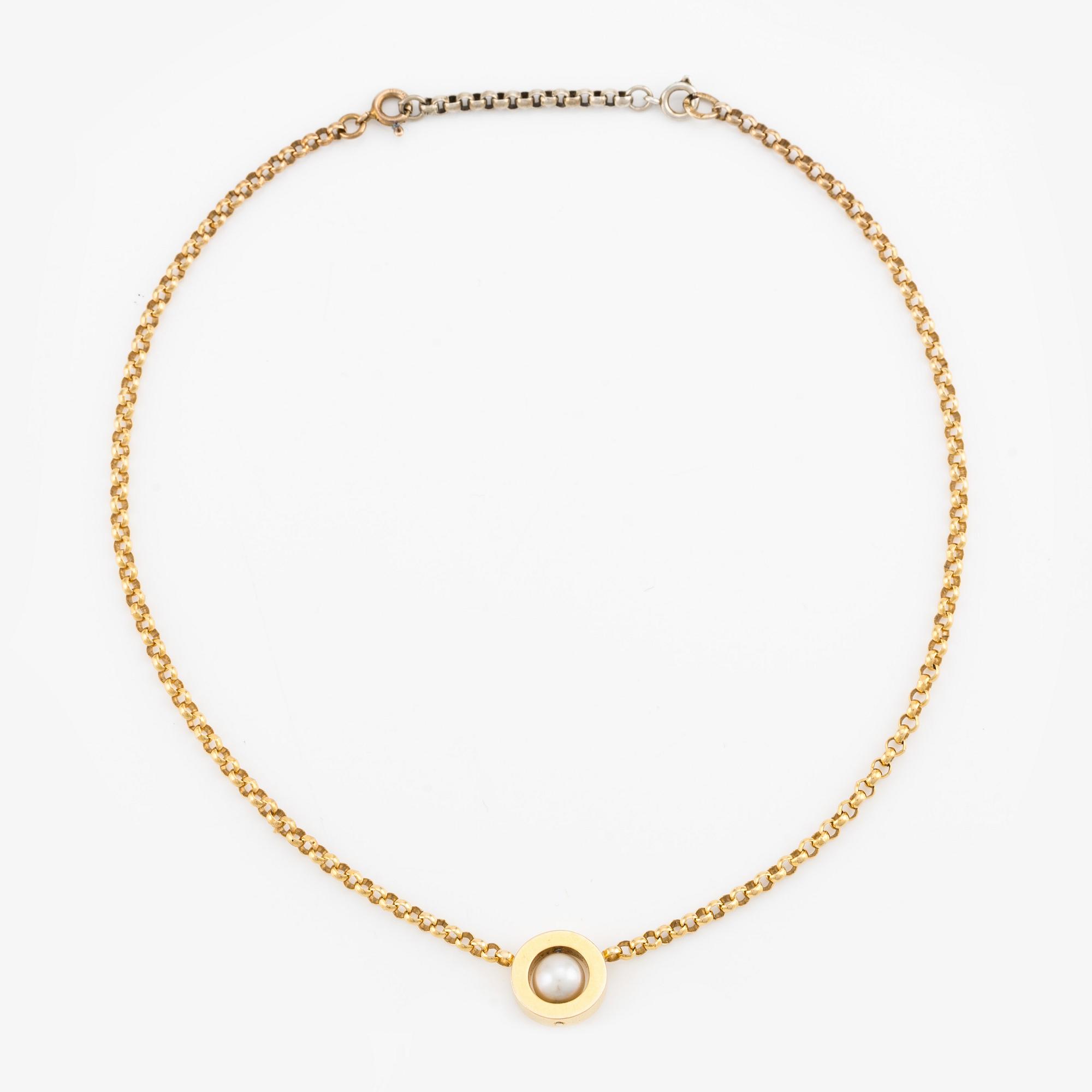 Necklace, 18K gold with pearl, Italian and Swedish hallmarks.
