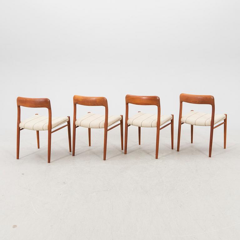 Niels Otto Møller, a set of four teak dining chairs from JL Møller  möbelfabrik Denmark 1960s.