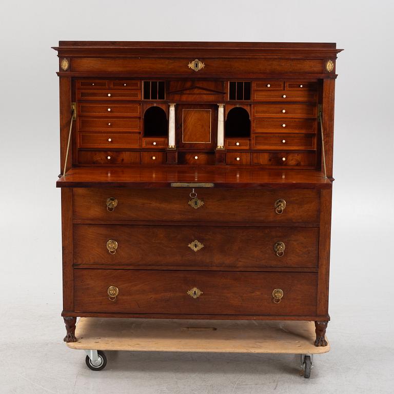 A mahogany Empire secretaire by A. Lindgren (master 1811-1829).