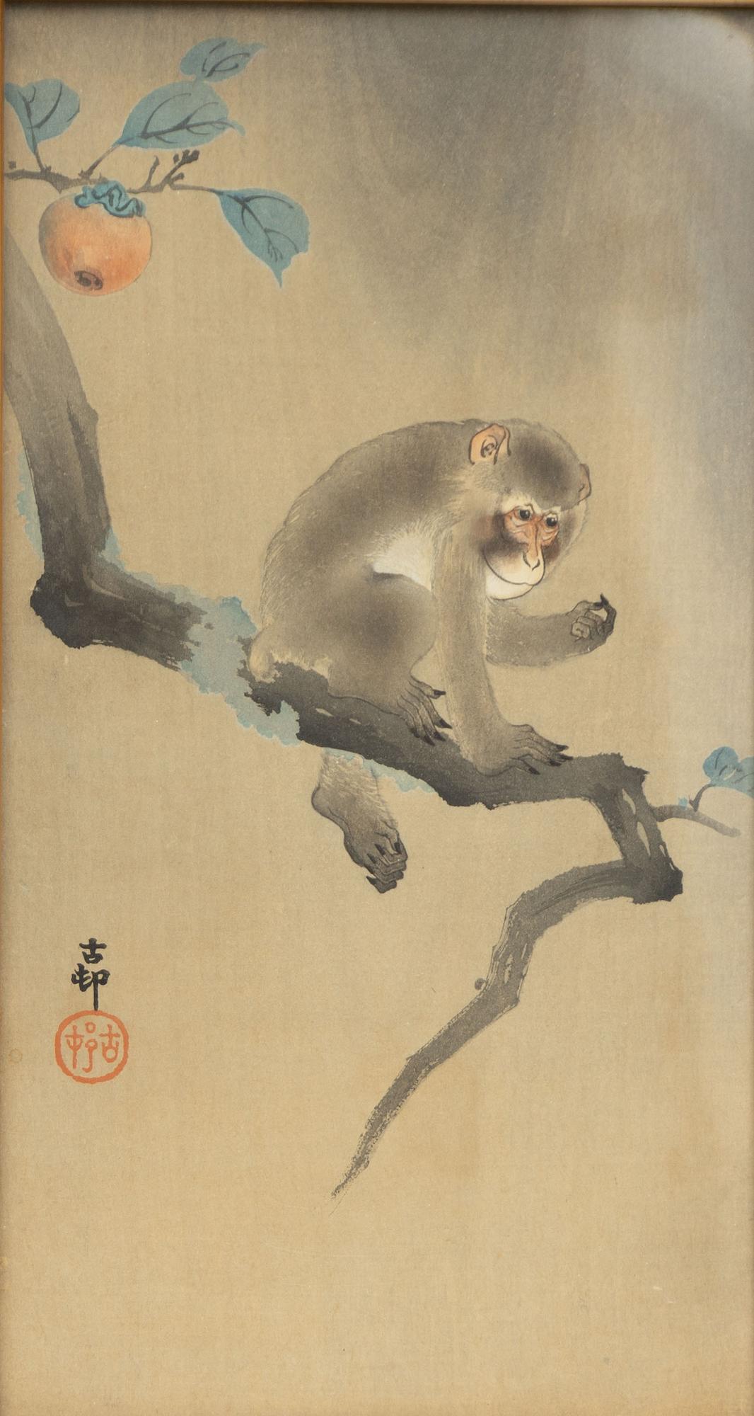 Ohara Koson, "Monkey in persimmon tree" och "Wild Goose in snow".