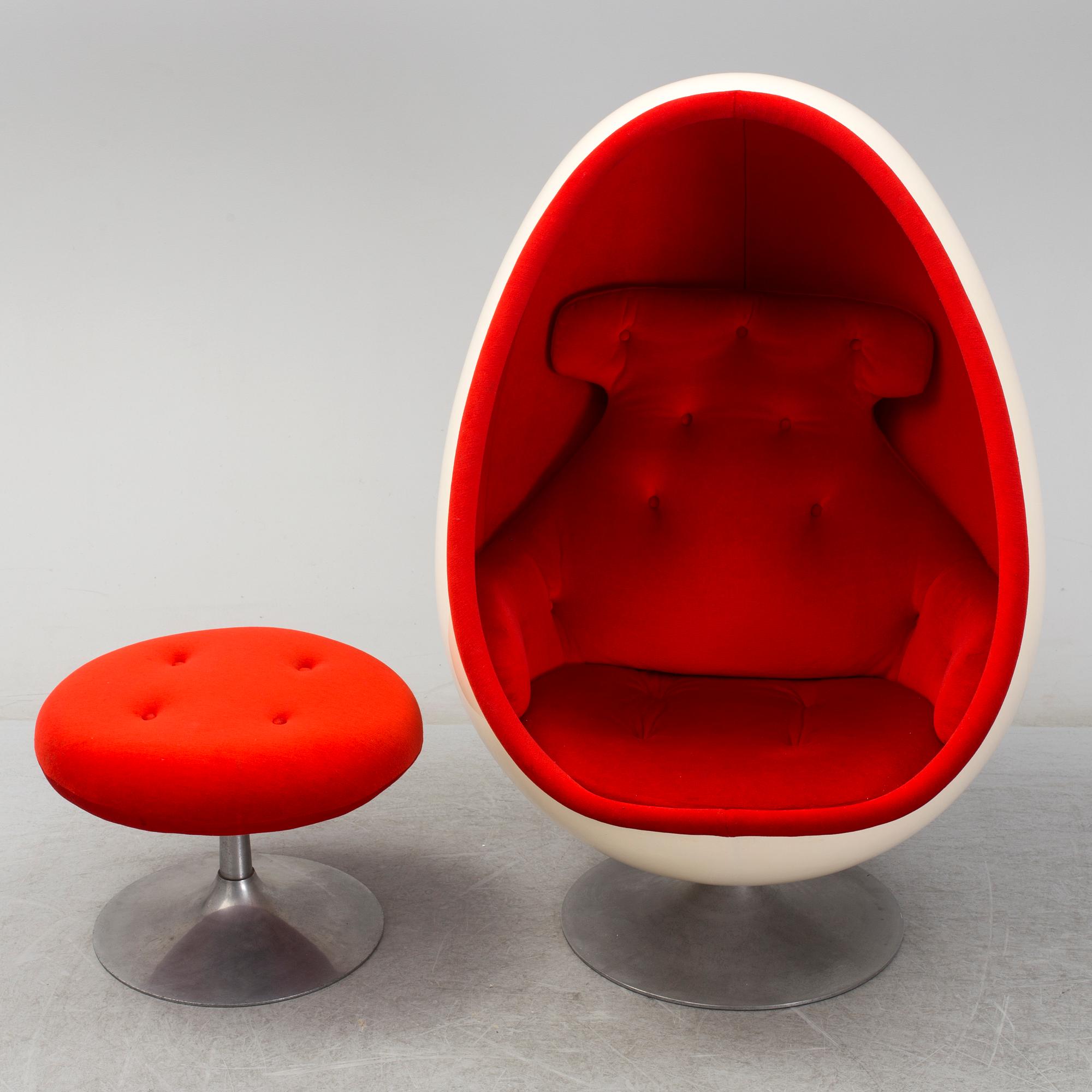 A Henrik Thor-Larsen "Ovalia" easy chair and stool, Torlan, Staffanstorp, Sweden 1960-70's.