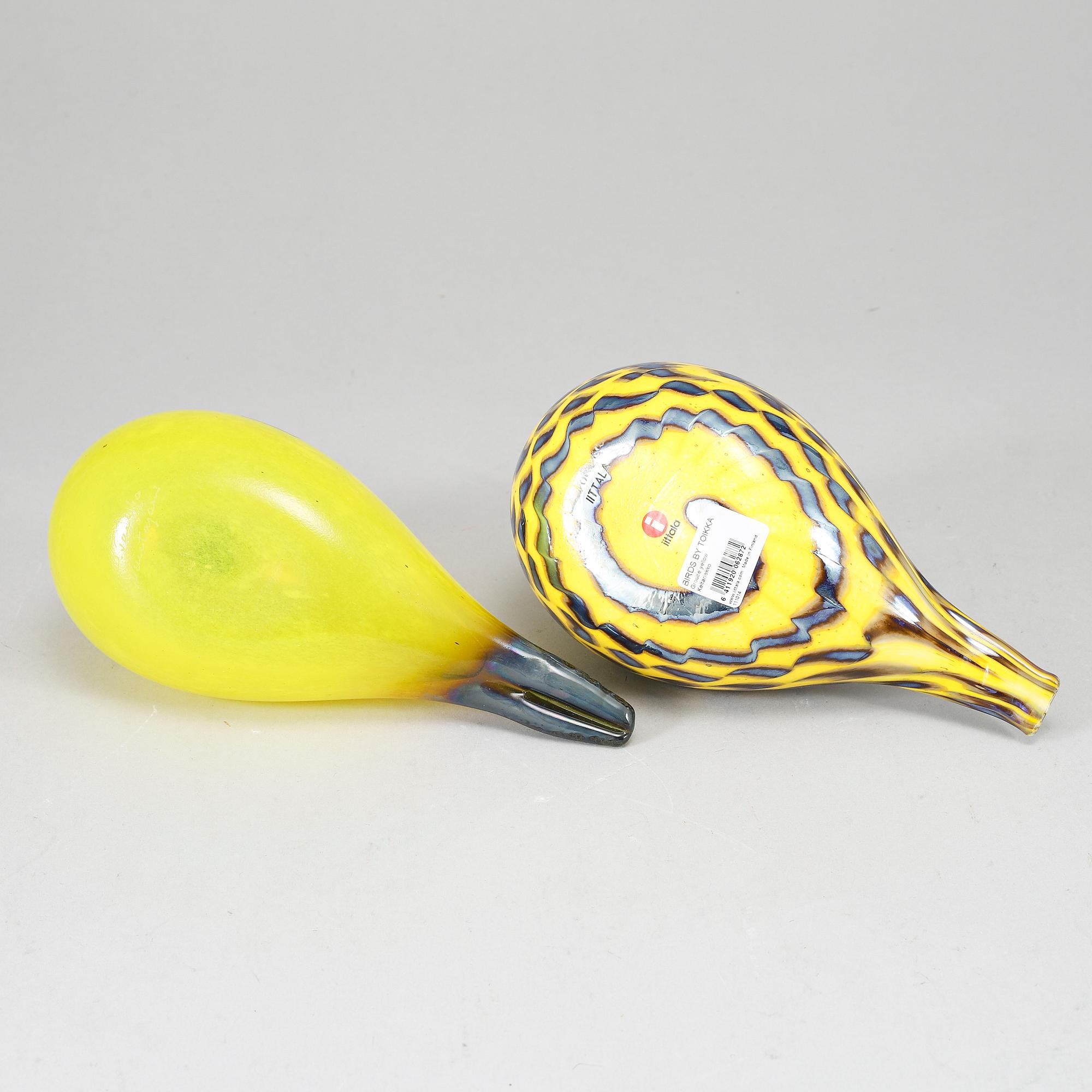 OIVA TOIKKA, two glass birds, Yellow Grouse (Keltariekko