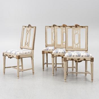 Four late-Gustavian chairs, Lindome, Sweden, around 1800.
