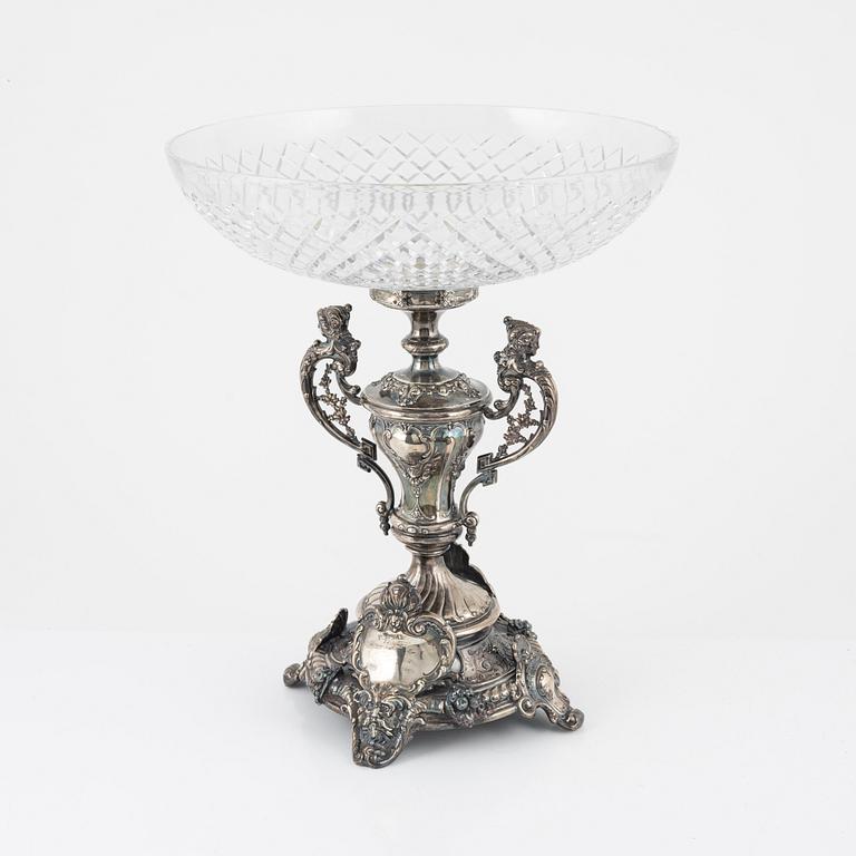 A silver and cut glass centrepiece, Estonia, circa 1920-1940.