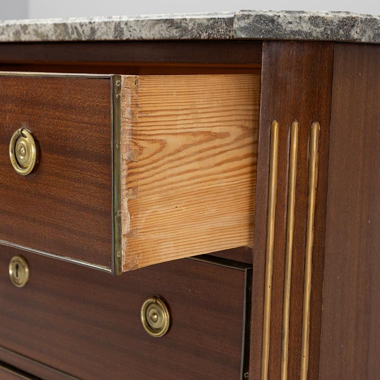 A Gustavian style chest of drawers, around 1900.