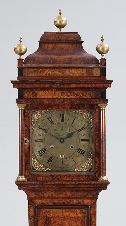 A Queen Anne walnut month-going longcase clock by Daniel Quare, London early 18th Century.