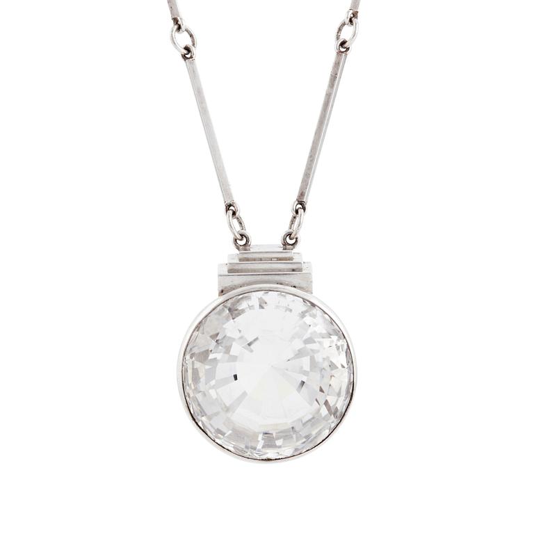 Wiwen Nilsson, hängsmycke sterlingsilver med bergkristall, Lund 1945.