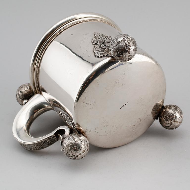 STOP samt BÄGARE, 6 st, silver, 1894/1895. Vikt ca 1244 gram.