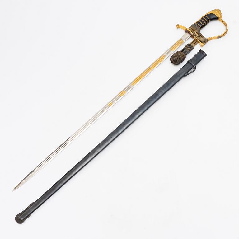 A Swedish infantry officer's sword, with scabbard.