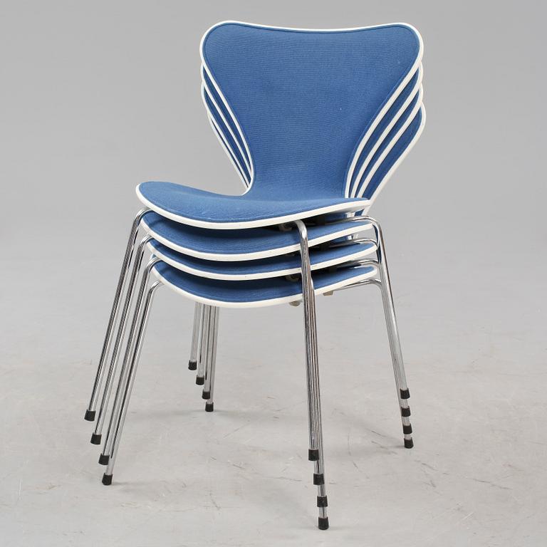 STOLAR, 4 st, "Sjuan", Arne Jacobsen för Fritz Hansen, 1986.