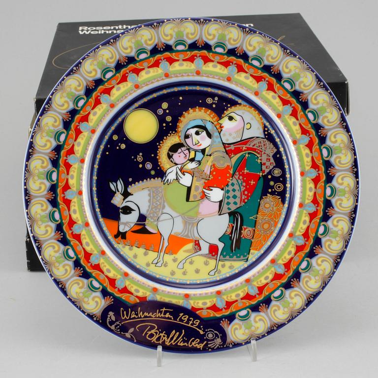 Ten porcelain plates by Björn Wiinblad for Rosenthal, second half of the 20th century.