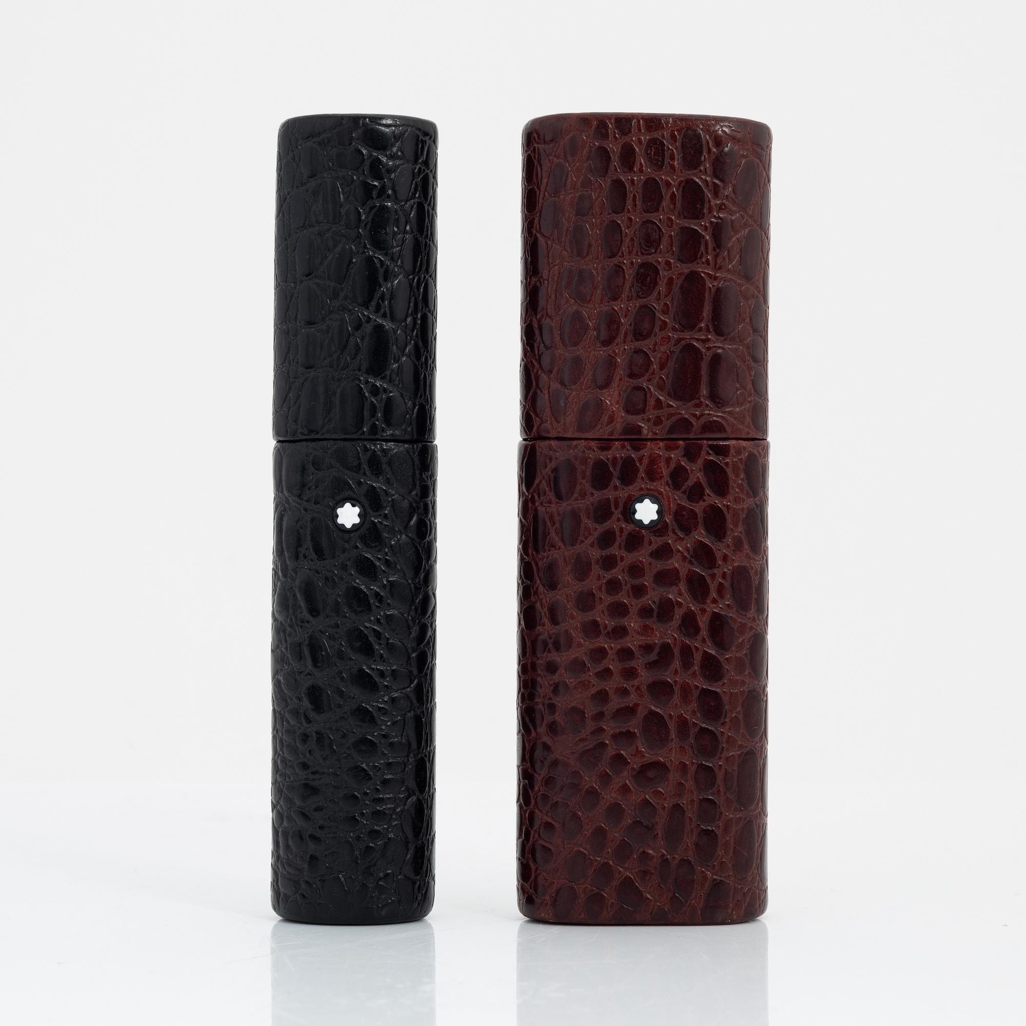 Montblanc, two embossed leather 'Florence' pencil cases.