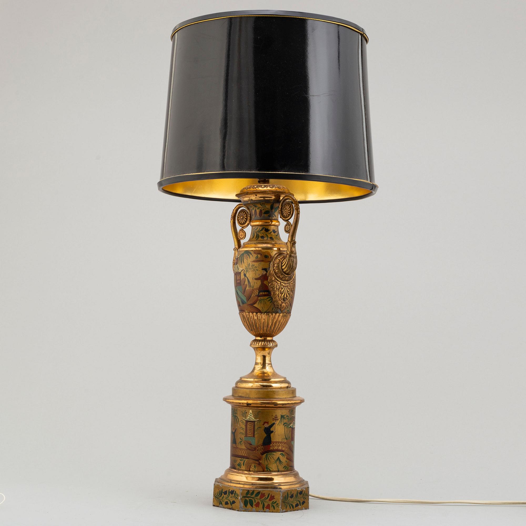 BORDSLAMPA, metall, 1800-tal.