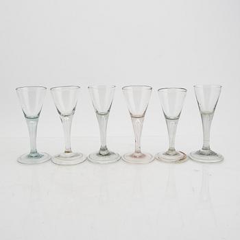 A set of six wine glass later part of the 18th century.