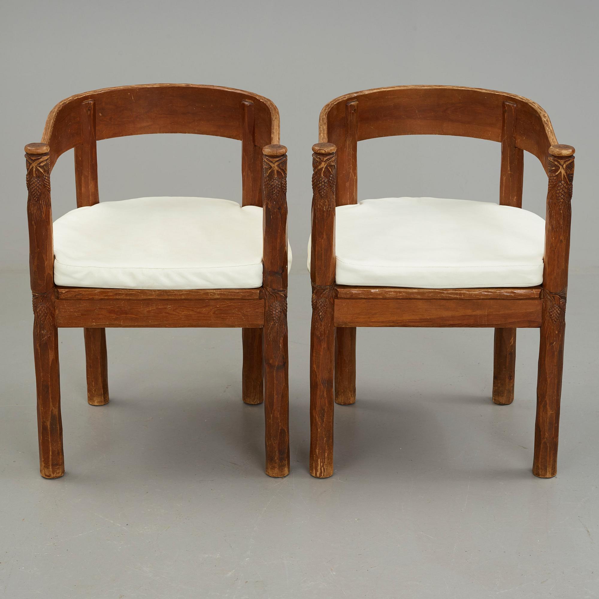BRÖDERNA ERIKSSON (The Eriksson brothers), attributed to, a pair of stained and carved chairs, Arvika, Art Nouveau,
