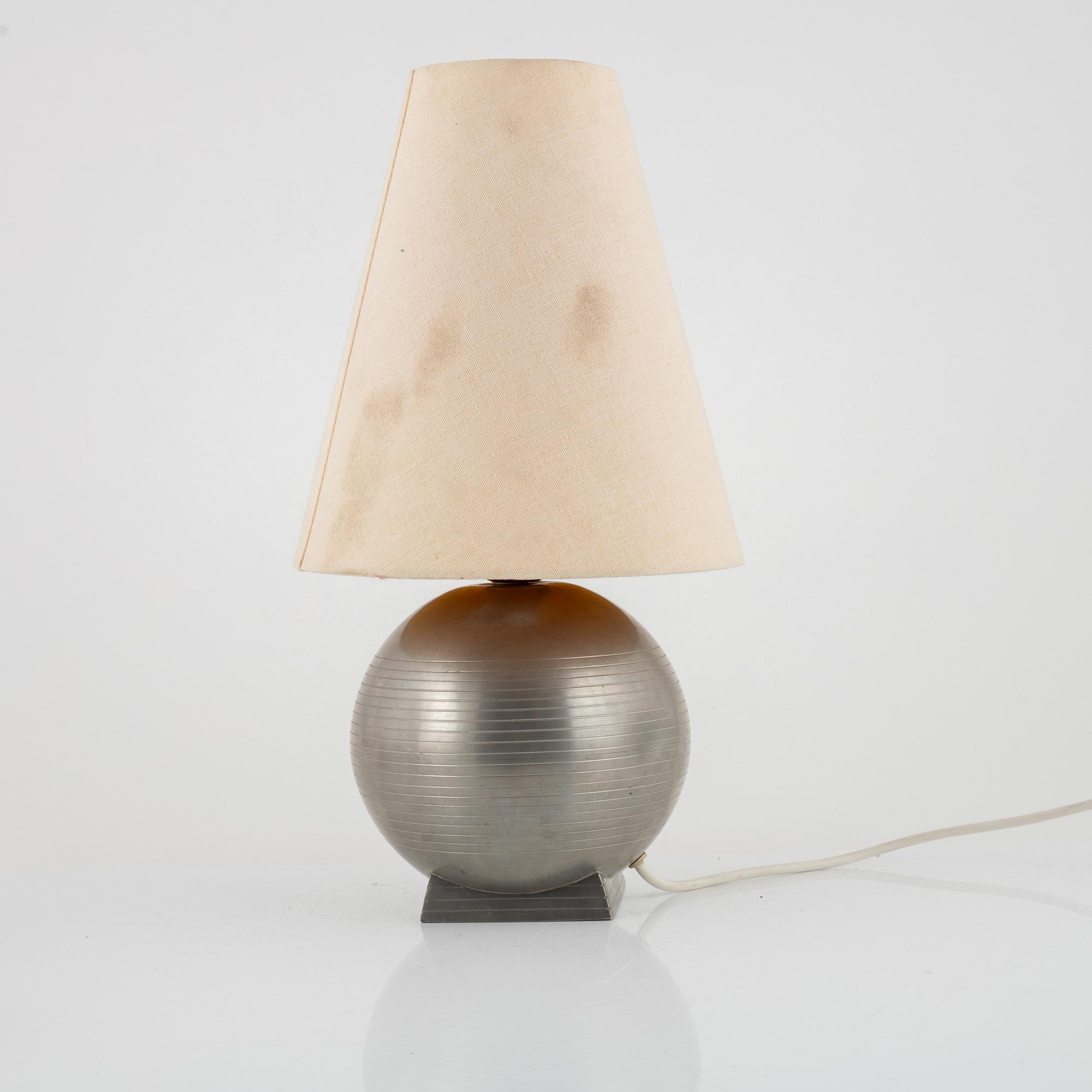 A Swedish Pewter Table Lamp, mark of GAB, Stockholm 1938.