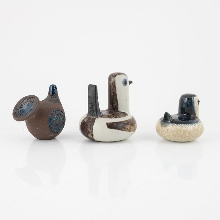 Sylvia Leuchovius, two stoneware figurines, and one figurine by Inger Persson, Rörstrand, Sweden.
