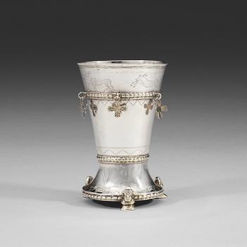 479. A Swedish 18th century parcel-gilt beaker, marks of Ferdinand Sehl d.y., Stockholm 1727.