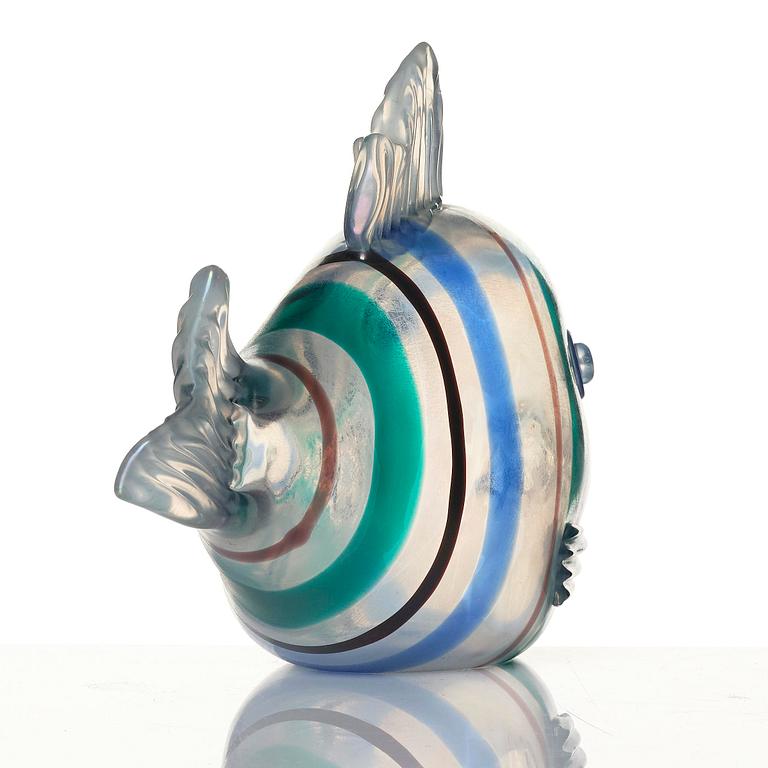 Tyra Lundgren, skulptur, "Pesce a Fasce di Colori", modell 2603, glas, Venini, Murano, Italien, sannolikt utförd under tidigt 1950-tal.